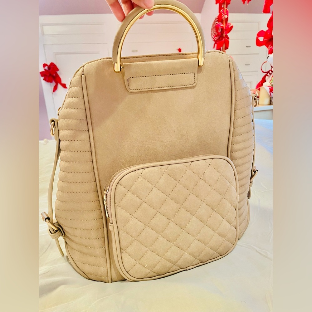 NWOT Camel/ Beige Quilted Mini Backpack